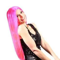 Jourdefete Perruque Party Night Rose Fluo