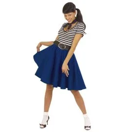 Jourdefete Jupe Patineuse Années 50 Bleue - M