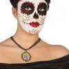 Jourdefete Collier Day Of The Dead - Pendentif Jaune Et Blanc