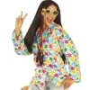 Jourdefete Chemise Velours Hippie Blanche à Fleurs Multicolores