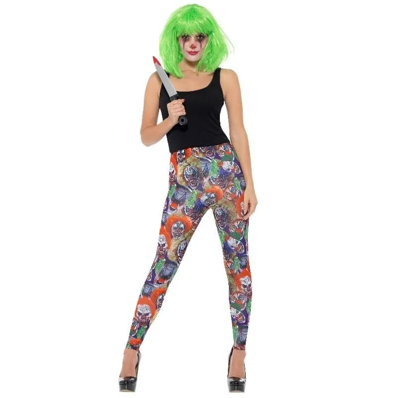 Jourdefete Leggings Femme - Clown Maléfique - Taille Au Choix