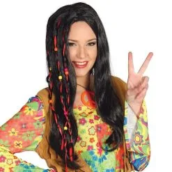 Jourdefete Perruque Hippie Brune Pour Femme
