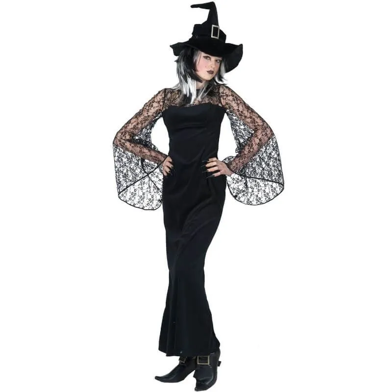 Jourdefete Déguisement Femme - Sorcière Avec Dentelle - Taille Au Choix