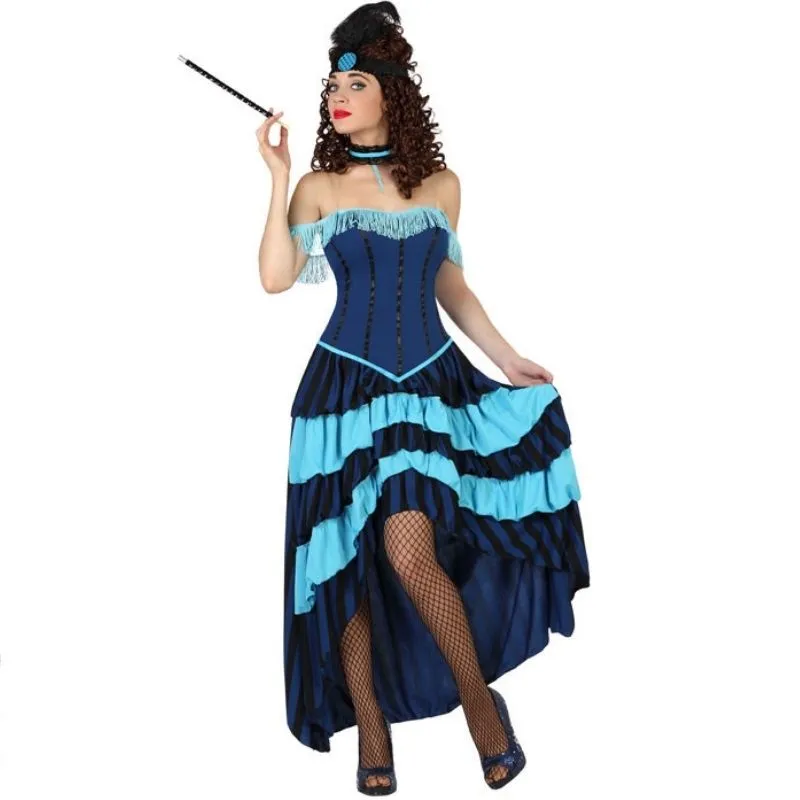 Jourdefete Déguisement Femme Robe De Cabaret - Bleu - Taille Au Choix
