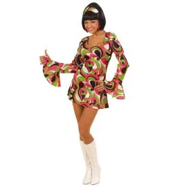 Jourdefete Costume Disco 70's Framboise / Vert - Taille Au Choix