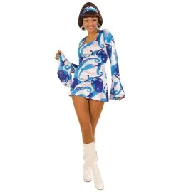 Jourdefete Costume Disco 70's Blanc Et Bleu - Taille Au Choix