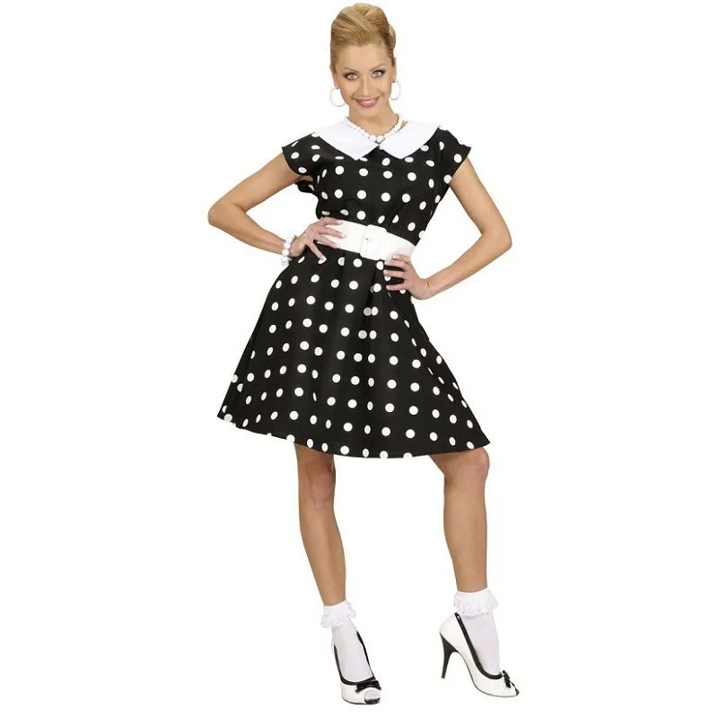 Jourdefete Déguisement Années 50 Robe à Pois Femme - Taille Au Choix