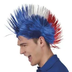 Jourdefete Perruque Punk Tricolore