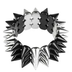 Jourdefete Bracelet Punk - Argent Et Noir