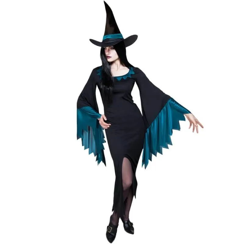 Jourdefete Déguisement Femme - Sorcière - Noir Et Bleu - Taille Unique