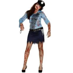 Jourdefete Déguisement Policière Zombie Femme - Taille Au Choix