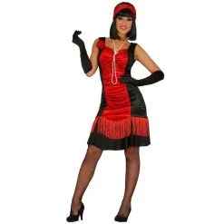 Jourdefete Robe De Charleston Noir Et Rouge - Taille Au Choix