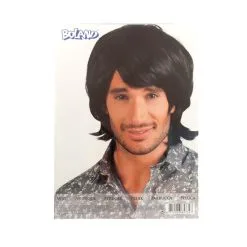 Jourdefete Perruque Mi-Long Homme Noire