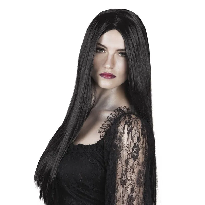 Jourdefete Perruque Sorcière Cheveux Longs Noirs