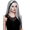 Jourdefete Perruque Femme - Sorcière "Aurora" - Grise Avec Mèches Noires