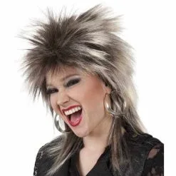 Jourdefete Perruque De Rockeuse Brun / Blond