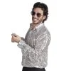 Jourdefete Chemise Disco Sequins Argent Homme - Taille Au Choix