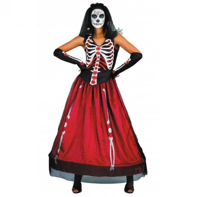 Jourdefete Déguisement Femme Luxe - Dia De La Muerte - Taille Unique