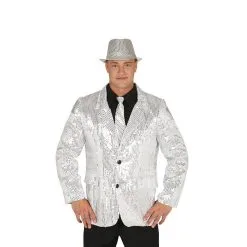 Jourdefete Veste Disco à Sequins Argent Homme - Taille Au Choix