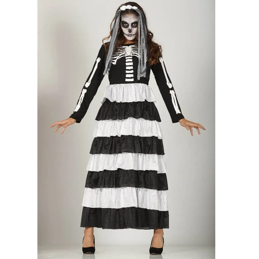 Jourdefete Déguisement Femme - Mariée Squelette - Taille Au Choix
