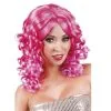 Jourdefete Perruque Femme Bouclée Rose Vif