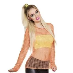 Jourdefete Haut En Résille Orange - Taille Unique