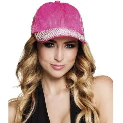 Jourdefete Casquette Strass Et Sequins Rose