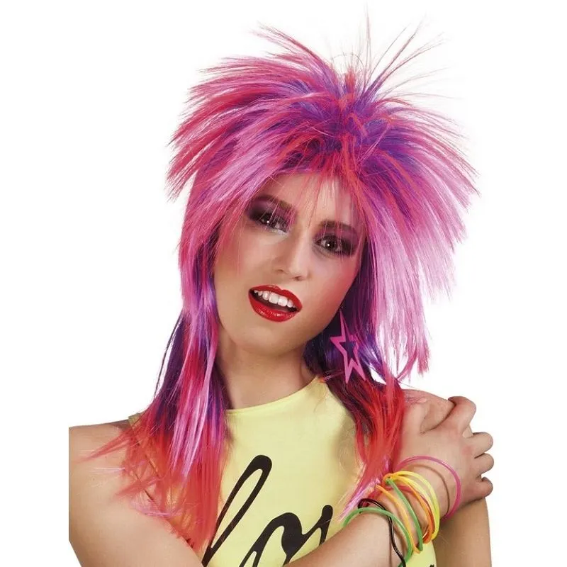 Jourdefete Perruque Femme Punk Rose Et Violette
