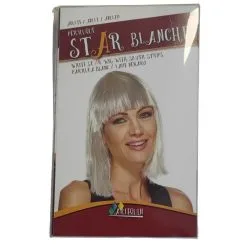 Jourdefete Perruque De Star Blanche Lamé Argent Pour Adulte
