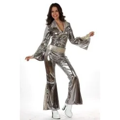 Jourdefete Combinaison Disco Argent Femme