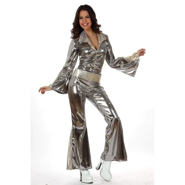 Jourdefete Combinaison Disco Argent Femme