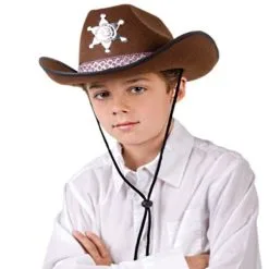 Jourdefete Chapeau Etoile De Shérif Bords Montants - Marron