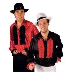 Jourdefete Chemise Disco Rouge En Satin à Froufrous