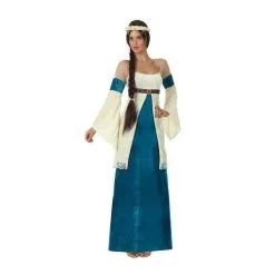 Jourdefete Costume De Dame Médiévale Femme Bleu Et Blanc - Taille Au Choix