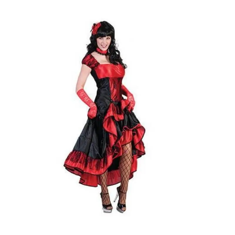 Jourdefete Déguisement Femme - Robe De Saloon - Rouge - Taille Au Choix – Image 2
