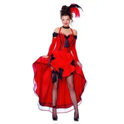 Jourdefete Déguisement French Cancan Rouge Danseuse De Cabaret - Taille Au Choix