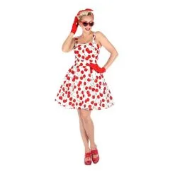 Jourdefete Déguisement De Femme - Robe Cerise - 50's - Taille Au Choix