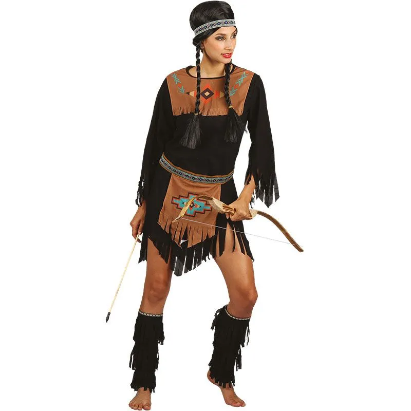 Jourdefete Déguisement Indienne Noir Et Marron - Femme - Taille Au Choix