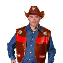 Jourdefete Gilet Cowboy Adulte - Marron Foncé