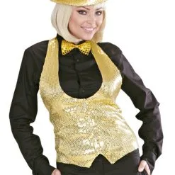 Jourdefete Gilet Femme à Sequins - Or - Taille Au Choix