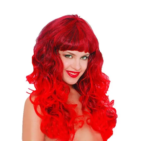 Jourdefete Perruque Boucles Et Mèches Rouge