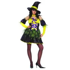 Jourdefete Déguisement Sorcière Adulte Jaune Et Noir Sexy - Taille Unique