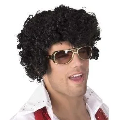 Jourdefete Perruque Rock'n'Roll Homme Noire