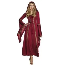 Jourdefete Costume Dame Médiévale Rouge Femme - Taille Au Choix