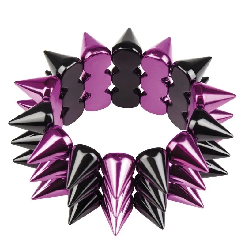 Jourdefete Bracelet Punk - Violet Et Noir
