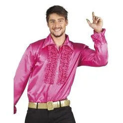 Jourdefete Chemise Disco Rose Vif Homme - XXL
