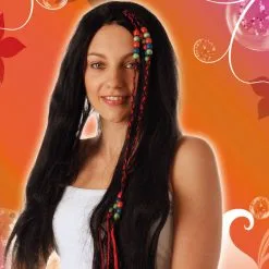 Jourdefete Perruque Hippie Perlée Brune