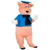Jourdefete Mascotte Petit Cochon Nif-Nif Gilet Bleu