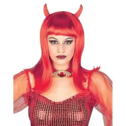 Jourdefete Perruque Diablesse Avec Cornes