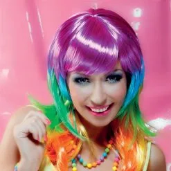 Jourdefete Perruque Fluo Multicolore Femme